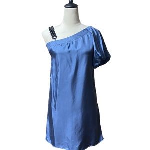 Voom by Joy Han Blue One Shoulder Dress with Chain - Size XS
